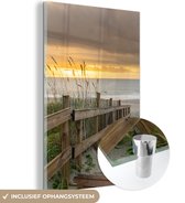 MuchoWow® Glasschilderij 120x180 cm - Schilderij acrylglas - Strand - Zee - Duin - Pad - Foto op glas - Schilderijen