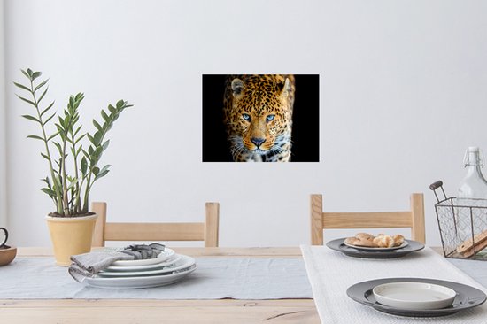 Stickers muraux - Film autocollant - Léopard - Animaux - Portrait - Animaux sauvages - Zwart - 40x30 cm - Film adhésif - Stickers muraux chambre enfant - Papier peint autocollant - Papier peint autocollant - Film autocollant