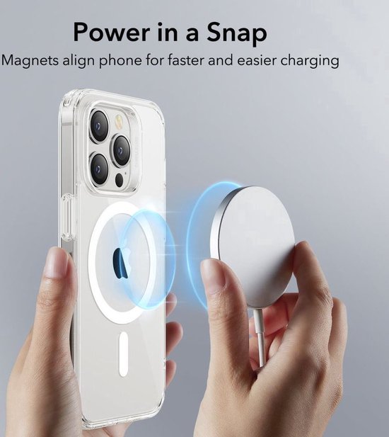 Coque arrière magnétique anti-choc de qualité Premium - Chargement sans fil - Convient pour Apple iPhone 15 Pro - Wit