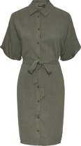 PIECES PCVINSTY SS LINEN SHIRT DRESS NOOS BC Dames Jurk - Maat S