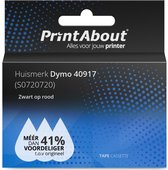 PrintAbout huismerk Tape 40917 (S0720720) Zwart op rood (9 mm) geschikt voor Dymo