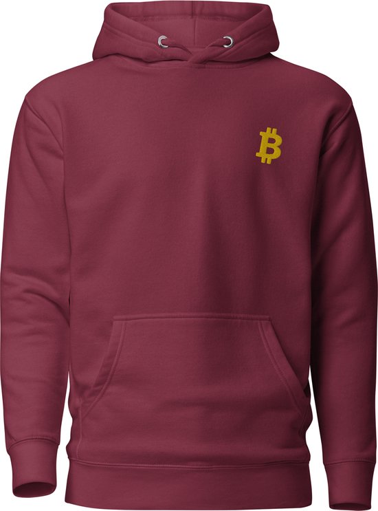Simply Bitcoin - Premium Unisex Bitcoin Hoodie - Kastanje Bruin - Geborduurd Goud Kleurig Bitcoin Symbool Maat 2XL | Bitcoin cadeau| Crypto cadeau| Bitcoin Trui| Crypto Trui| Crypto Hoodie| Bitcoin Hoodie| Bitcoin Merch| Crypto Merch| Bitcoin Kleding