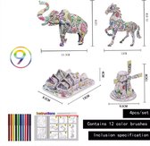 3D puzzel - Coloring puzzel - Kleurplaat - 4 figuren met 12 viltstiften - 3D dieren & molen knutselen