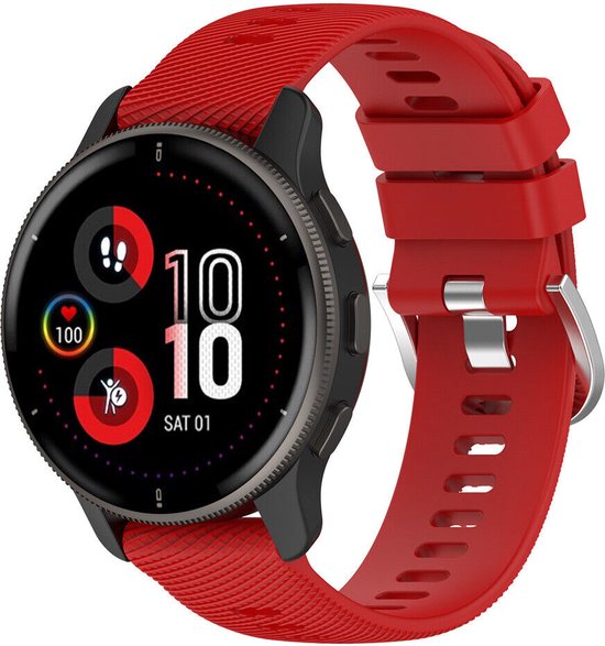 Strap-it Siliconen bandje - geschikt voor Garmin Venu / Venu SQ / SQ 2 / Venu 2 Plus / Vivoactive 3 / Vivoactive 5 / Vivomove (HR - Style - Luxe - Sport) / Forerunner 245 / 645 / 165 / 55 - rood