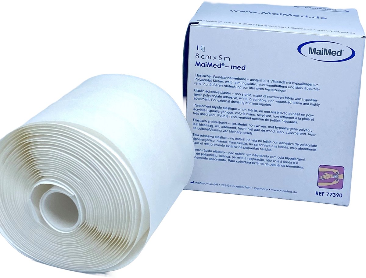 Goedkoopste non-woven pleister op rol - 8cm x 5m - Maimed