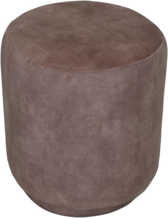 Bolton Poef - 37x37x44 cm - Lever - Velours - poef rond velvet, zitzak, poef rond, poef rond grijs, poefs rond, poef velvet,