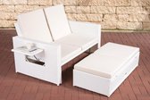 Clp ANCONA - loungebank - Poly-rotan - kleur rotan : wit, sterkte 1,25 mm, overtrek : gebroken wit