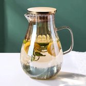 Glazen karaf, 1,8 liter, met deksel en handvat, waterkaraf van borosilicaatglas voor doe-het-zelf dranken, sap, thee, melk