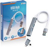 Smath USB 3.0 Hub - 4 Poorten - Inclusief USB C Converter - USB Splitter voor laptop - Grijs - USB C Hub
