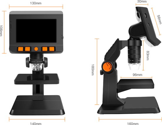 Digitale Microscoop met LCD scherm 50 tot 1000X vergroten, met verlichting en FullHD video opname
