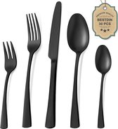 Cutlery Set for 6 People, 30 Pieces, Stainless Steel Cutlery Set with Knife, Fork, Spoon, High-Quality Stainless Steel Cutlery, Dishwasher Safe