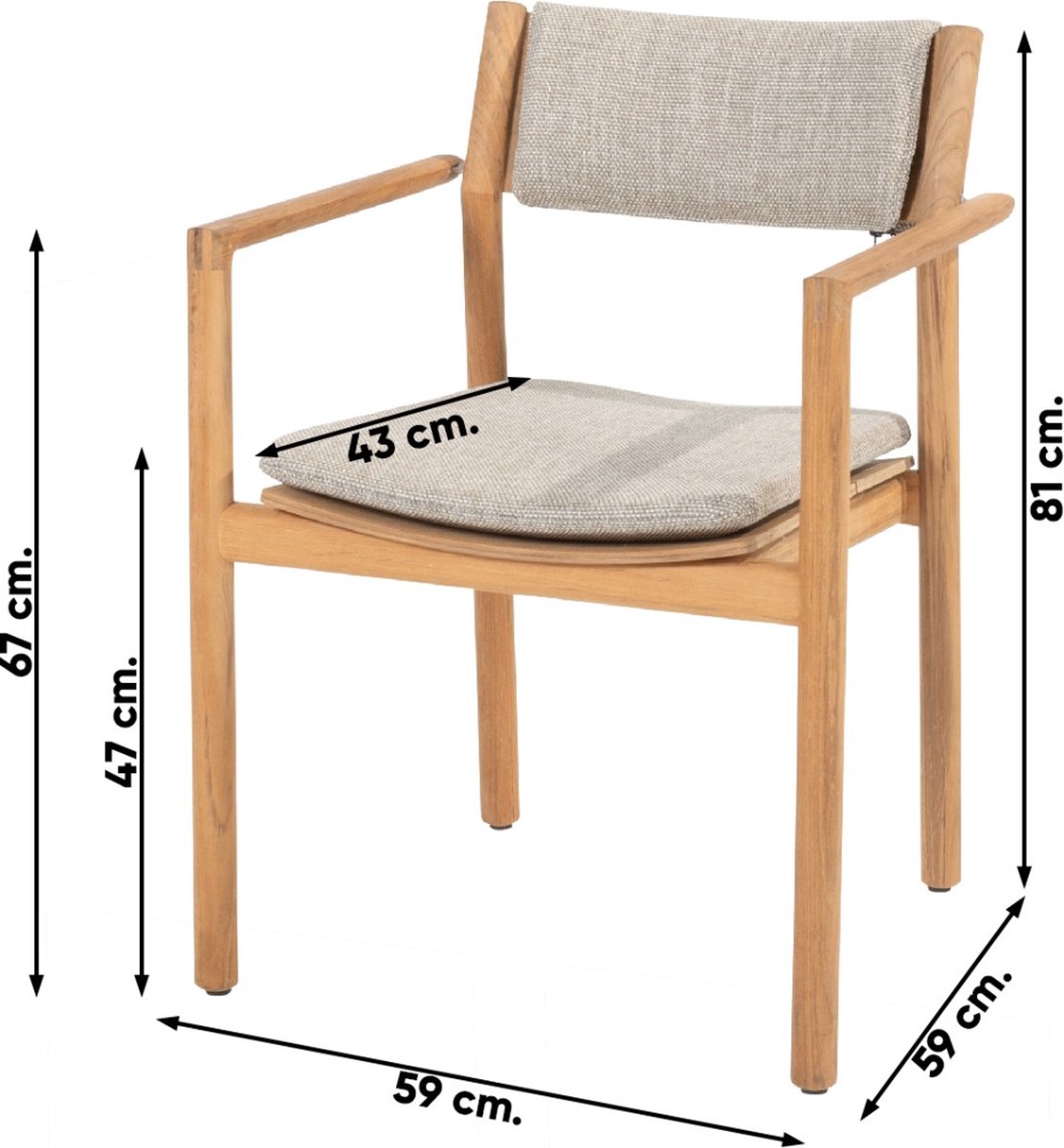 4 Seasons Outdoor Levi chaise de jardin empilable dining - teck