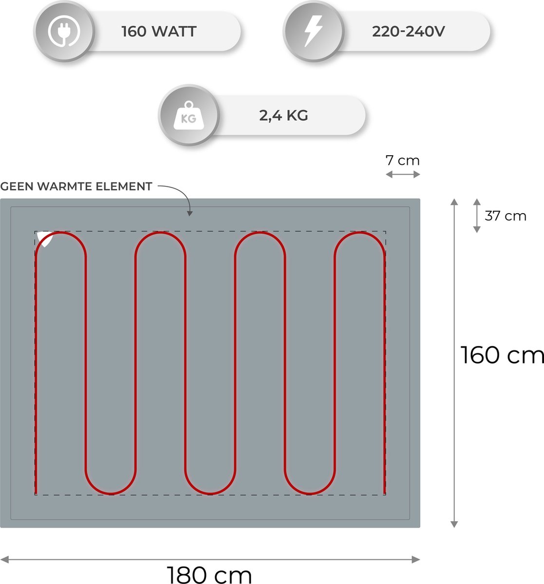 Nuvoo Elektrische Warmtedeken - Fleece/Sherpa - 180x160 cm- XXL - Automatische Uitschakeling - Oververhittingsbescherming - 20 Standen - 160W - 2 Persoons - Bovendeken - Grijs – foto 5