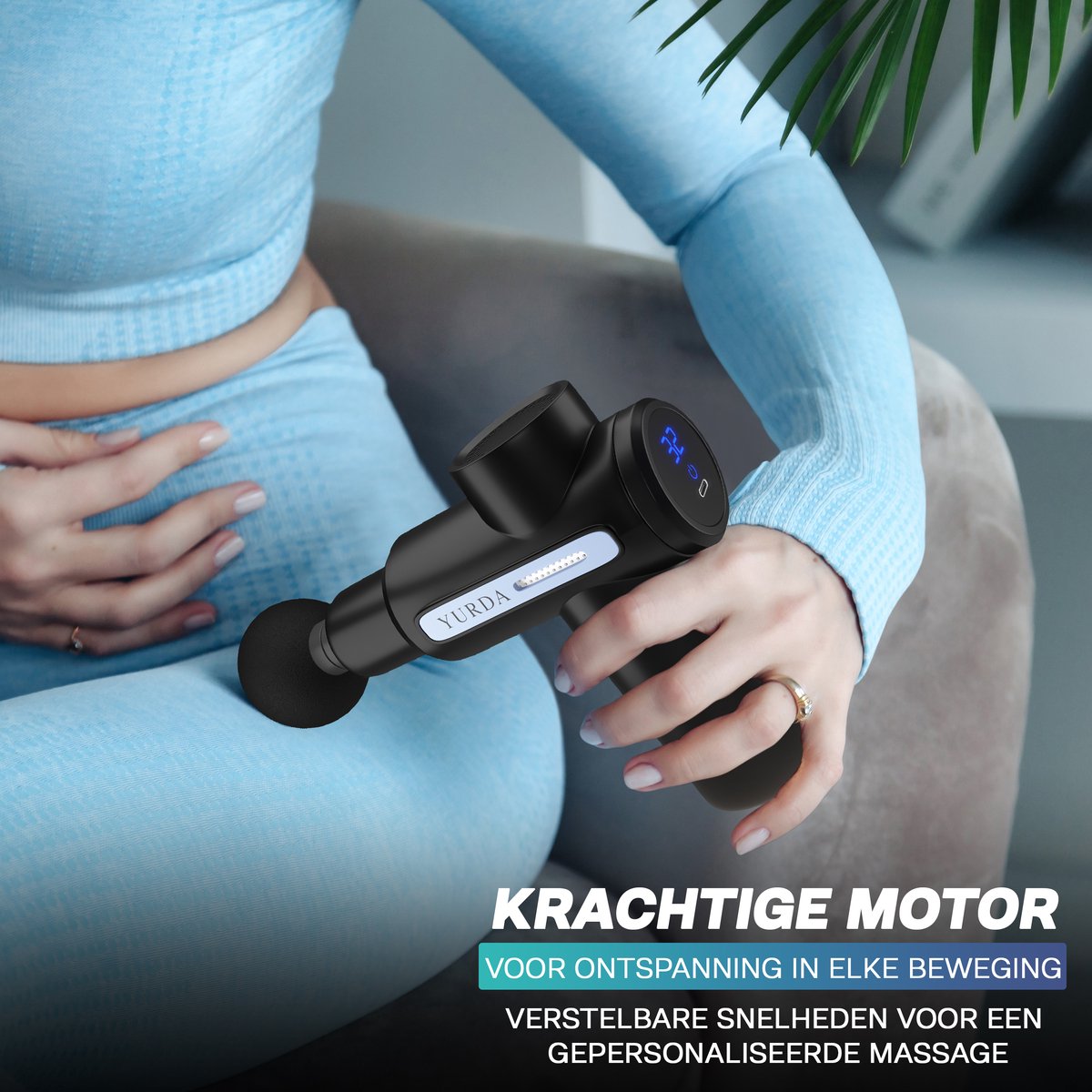 Afbeelding 2 van Yurda Massage gun - Sport en relax massage - 32 standen - 8 opzetstukken - Professioneel mini massage gun