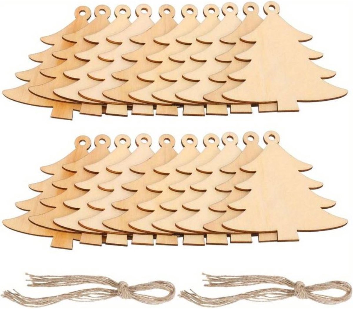 10 stuks houten kerstboom hangers 8 cm