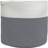vidaXL-Panier de rangement-Ø-40x35-cm-coton-gris-et-blanc