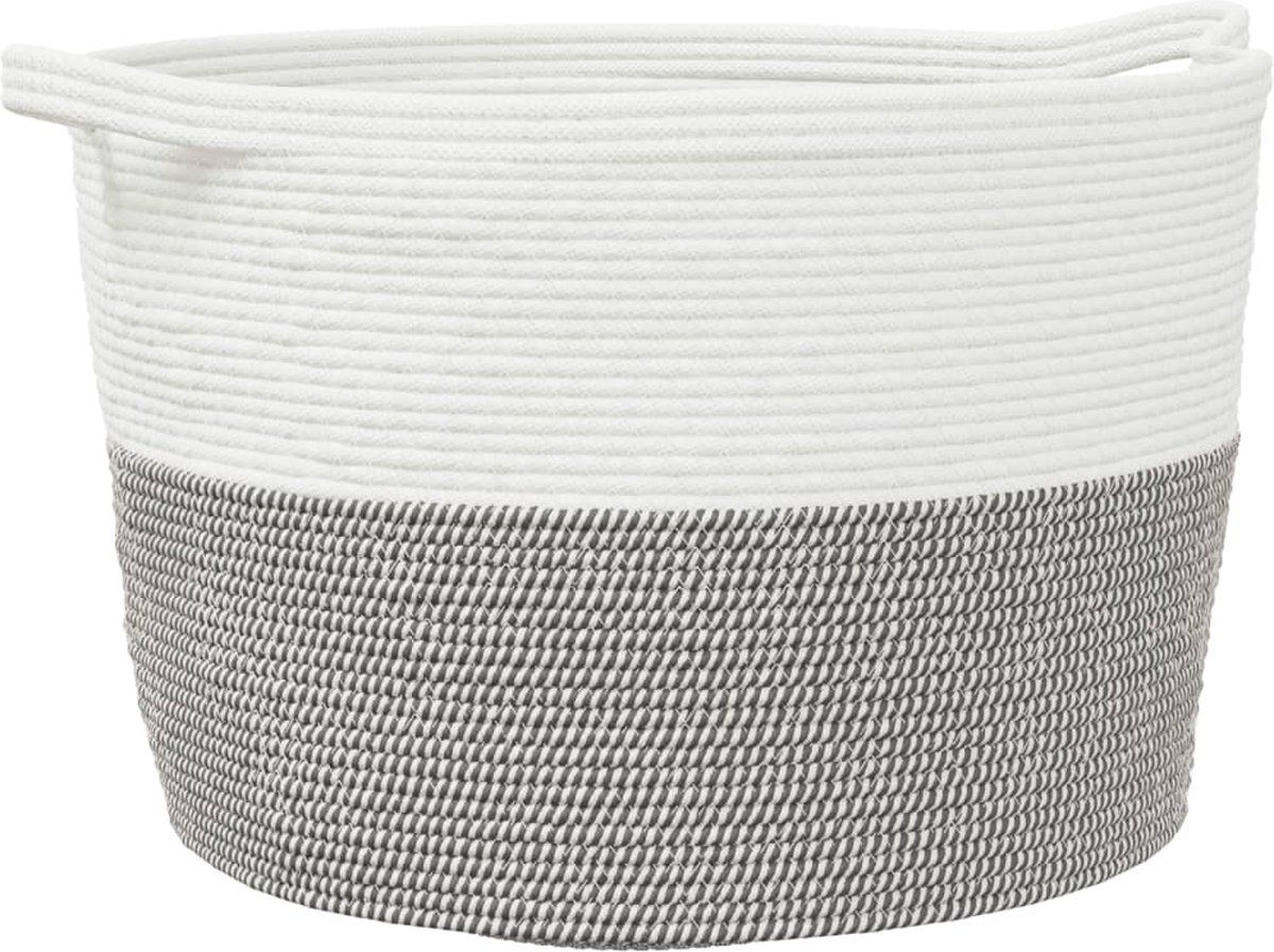 Goedkoopste vidaXL - Wasmand - Ø - 60x36 - cm - katoen - grijs - en - wit