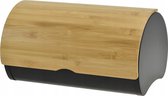 Boîte à pain en acier inoxydable Zwart avec bois – 38x25x21 cm – GARANTIE 3 ANS – Boîte à aliments frais au Design moderne et élégant