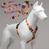 Lindo Dogs - Wandelset van 3 - Hondenriem - halsband hond - Hondenharnas / Hondentuigje - Set van 3 - Gingerman - Paars - M