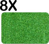 BWK Flexibele Placemat - Groen - Gras - Achtergrond - Set van 8 Placemats - 45x30 cm - PVC Doek - Afneembaar
