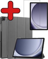 Hoes Geschikt voor Samsung Galaxy Tab A9 Hoes Book Case Hoesje Trifold Cover Met Screenprotector - Hoesje Geschikt voor Samsung Tab A9 Hoesje Bookcase - Grijs