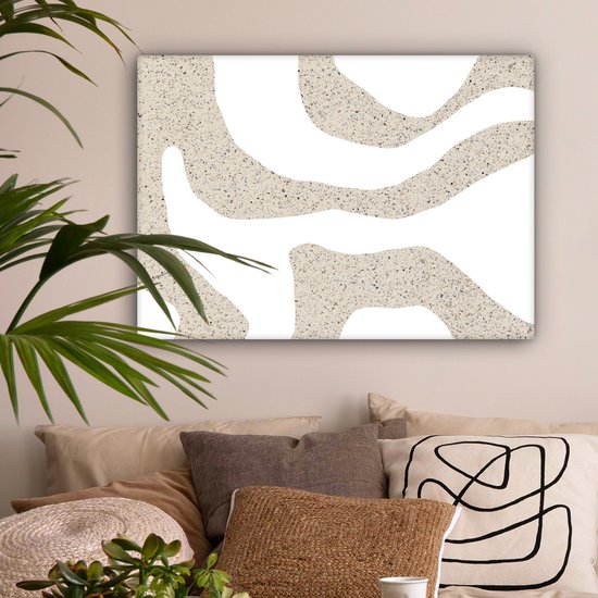 Tableau sur toile 80x60 cm - Décoration murale abstraite - Terrazzo - Design - Beige - Décoration murale salon - Décoration chambre - Accessoires de décoration - Peintures sur toile