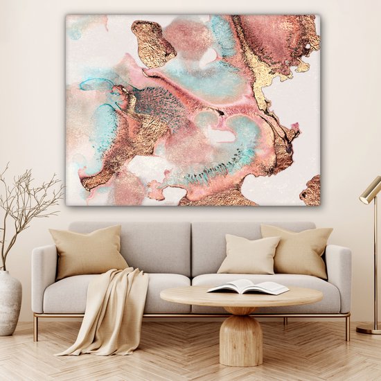 Tableau sur toile Encre - Pastel - Abstrait - 160x120 cm - Décoration murale XXL