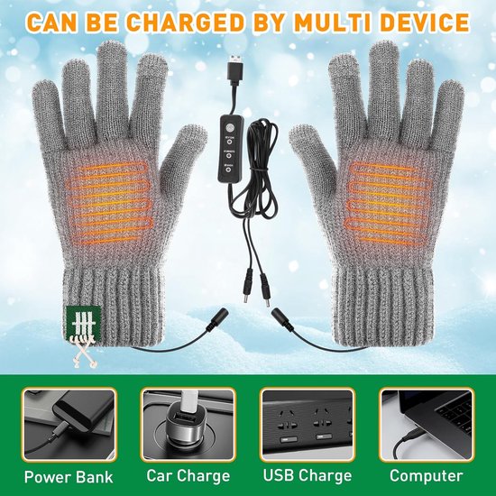 Gants chauffants USB pour femmes et hommes Tricoter les mains