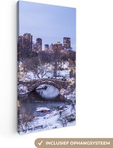 Canvas Schilderij New York - Central Park - Winter - 40x80 cm - Wanddecoratie