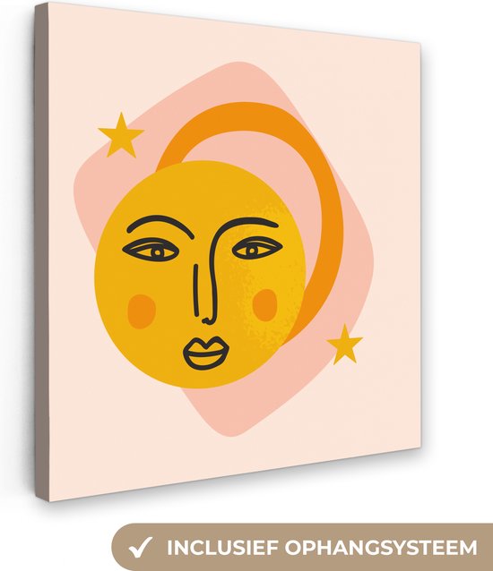 Tableau sur toile Soleil - Rose - Été - 20x20 cm - Décoration murale