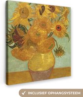 Canvas van Gogh - Zonnebloem - Vincent - Kunst - 20x20 cm - Muurdecoratie