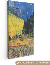 Canvas van Gogh - Caféterras bij nacht - Vincent - Kunst - 40x80 cm - Muurdecoratie