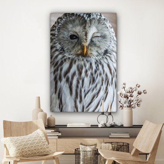 Peintures sur toile Hibou - Ressorts - Portrait - 90x140 cm - Décoration murale
