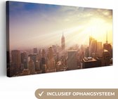 Canvas Schilderij New York - Winter - Zon - 80x40 cm - Wanddecoratie