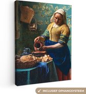 Canvas Schilderij Melkmeisje - Amandelbloesem - Van Gogh - Vermeer - Schilderij - Oude meesters - 90x120 cm - Wanddecoratie