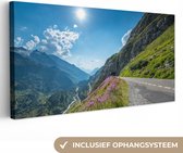 Canvas Schilderij Zwitserland - Alpen - Natuur - 80x40 cm - Wanddecoratie