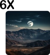 BWK Flexibele Placemat - Bergen Onder het Maanlicht - Set van 6 Placemats - 50x50 cm - PVC Doek - Afneembaar