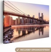 Canvas Schilderij New York - Brooklyn - Bridge - 30x20 cm - Wanddecoratie