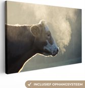 Vache au lever du soleil Toile 80x60 cm - Tirage photo sur toile (Décoration murale salon / chambre) / Peintures sur toile Animaux