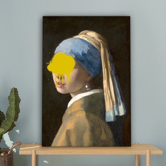 Canvas Schilderij Meisje met de parel - Johannes Vermeer - Verf - 60x90 cm - Wanddecoratie - OneMillionCanvasses