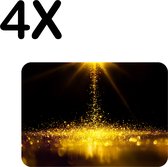 BWK Luxe Placemat - Gouden Glitter Regen - Set van 4 Placemats - 40x30 cm - 2 mm dik Vinyl - Anti Slip - Afneembaar