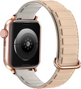 Siliconen bandje - geschikt voor Apple Watch series 1/2/3/4/5/6/7/8/9/SE/SE 2/Ultra/Ultra 2 met case size 42 mm / 44 mm / 45 mm / 49 mm - beige/grijs