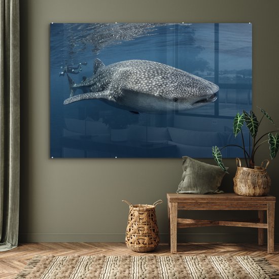 Peinture sur verre - Requin baleine nageant à la surface - 180x120 cm - Peintures sur Verre Peintures - Photo sur Glas