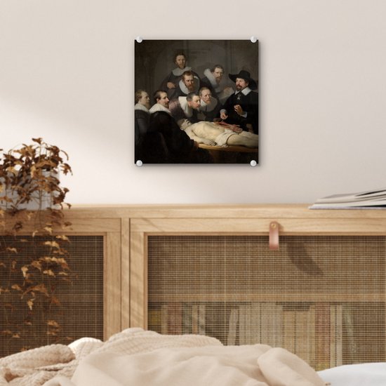 Peinture sur verre - La leçon d'anatomie du Dr. Nicolaes Tulp - Peinture de Rembrandt van Rijn - 20x20 cm - Peintures sur Verre Peintures - Photo sur Glas