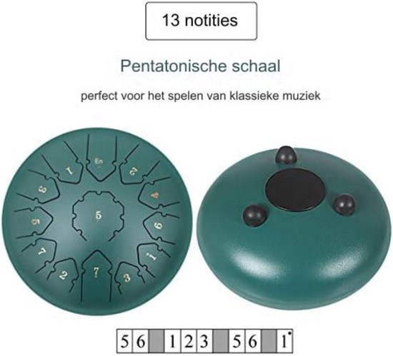 Steel Tongue Drum - Handpan Drum - Hangdrum - Handpan 30 cm - Donkergroen van Makai. — afbeelding 2