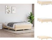 vidaXL Boxspringbed - Crème - 193 x 140 x 25 cm - Duurzaam stof - Pocketvering matras - Middelharde ondersteuning - Huidvriendelijk topmatras - Multiplex lattenbodem - Bed