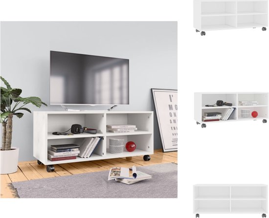 vidaXL TV-meubel - Trendy en praktisch - TV-meubels - 90 x 35 x 35 cm - Ken- Stevig en duurzaam - Kleur- Wit - Materiaal- Bewerkt hout - Kast