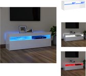 vidaXL Meuble TV - Blanc brillant - 120 x 35 x 40 cm - Avec éclairage LED RVB - Assemblage requis