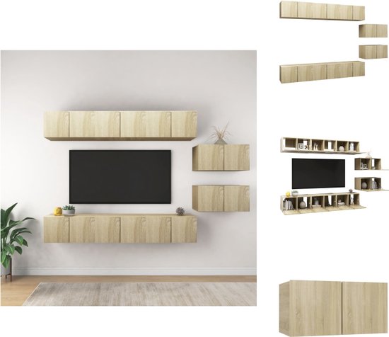 vidaXL Hangende TV-Kasten - TV-Meubel Set - Sonoma Eiken - 60 x 30 x 30 cm - Spaanplaat - Kast