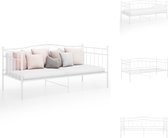 vidaXL Bedbank Nola - Slaapbankframe 206.5x95x89.5 cm - Wit - metaal - Geschikte matras 90x200 cm - Montage vereist - Bed